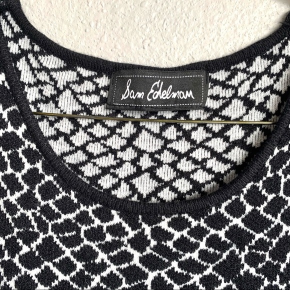Sam Edelman Selby Jacquard Black and White Dress Fit and Flare Small - Picture 3 of 6
